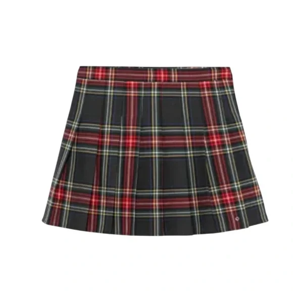 Maje Short Tartan Plaid A-Line Skirt in Red and Black - Picture 6 of 13